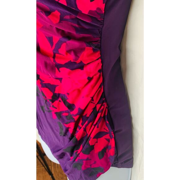 Lands End Swimsuit Size 6 One Piece Purple Pink Womens Skirt Front Floral Design - Picture 3 of 12